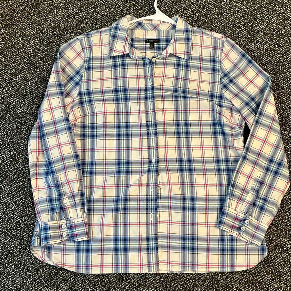Ladies Talbots Petite Long Sleeve Button Down Shirt Large
